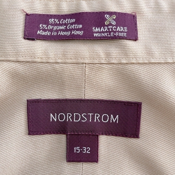 Button Front Men’s Shirt NORDSTROM Cotton Shirt Tan Structured Shirt - Picture 6 of 6